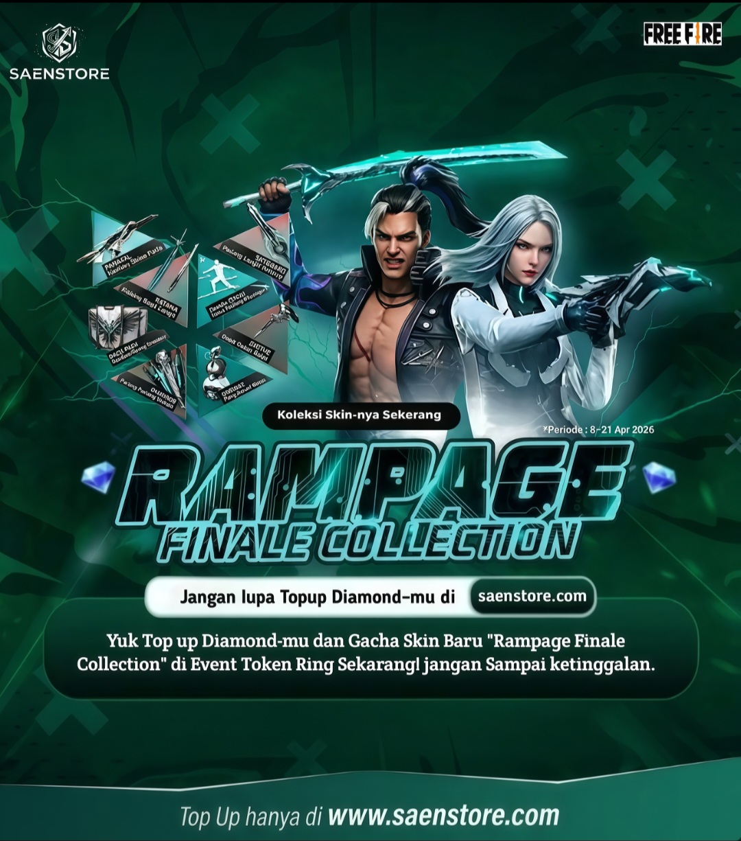 Skin Rampage Finale Collection Hadir di Free Fire