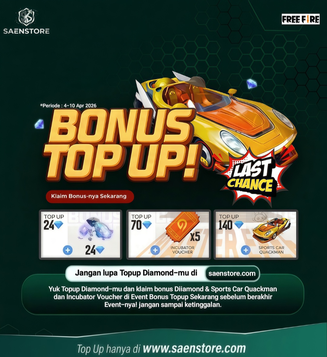 Event Top Up Free Fire April 2026 RESMI BALIK
