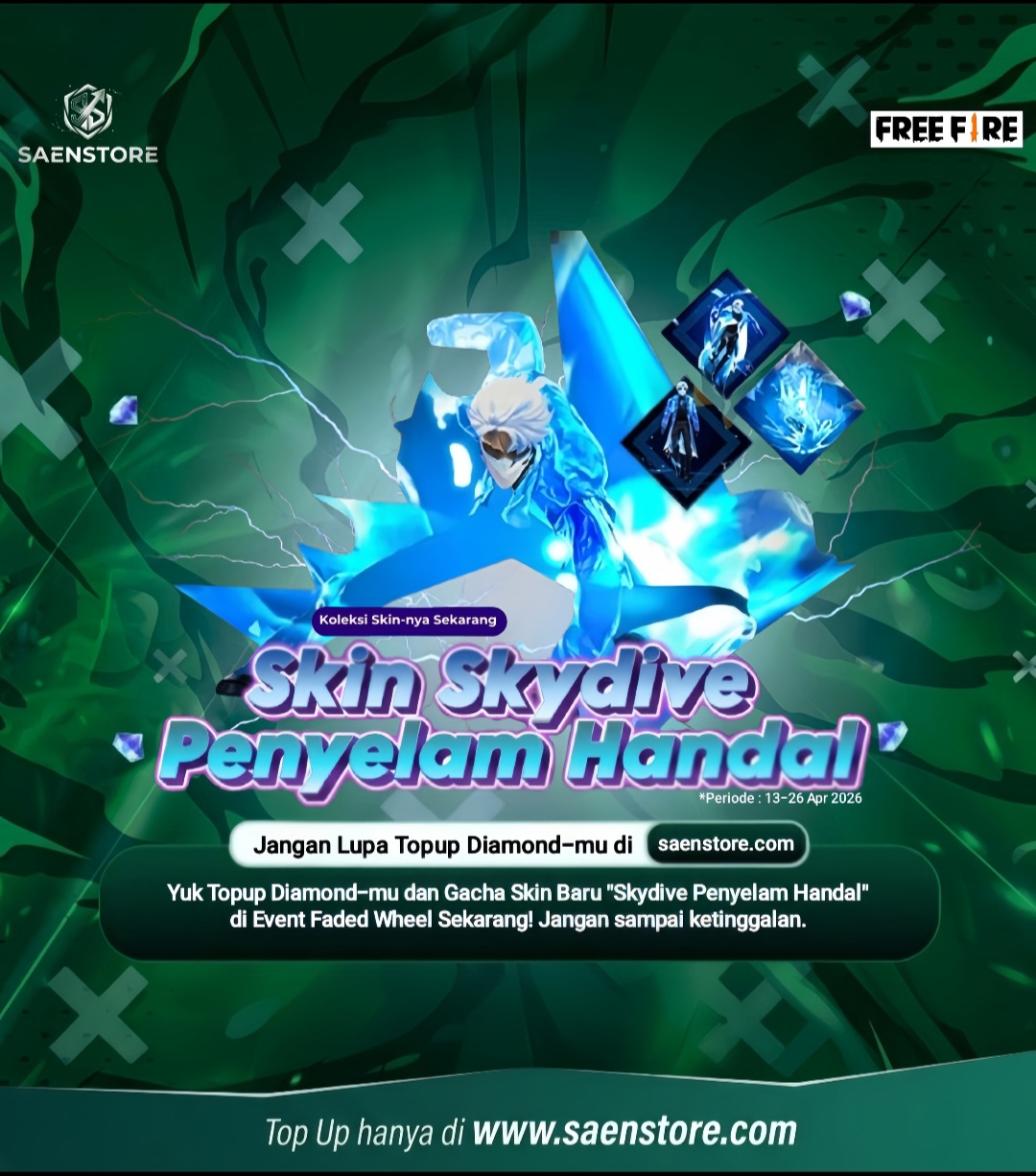 Skin Skydive “Penyelam Handal” Resmi Hadir di Free Fire